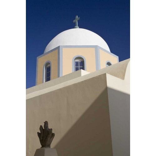 Greece, Santorini Church dome against blue sky